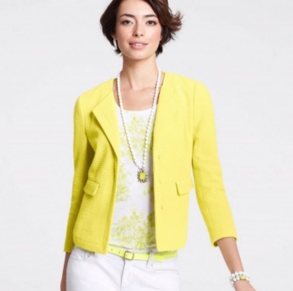 Ann Taylor Jackets & Blazers - ANN TAYLOR Lime Green Cotton Blazer Size 2
